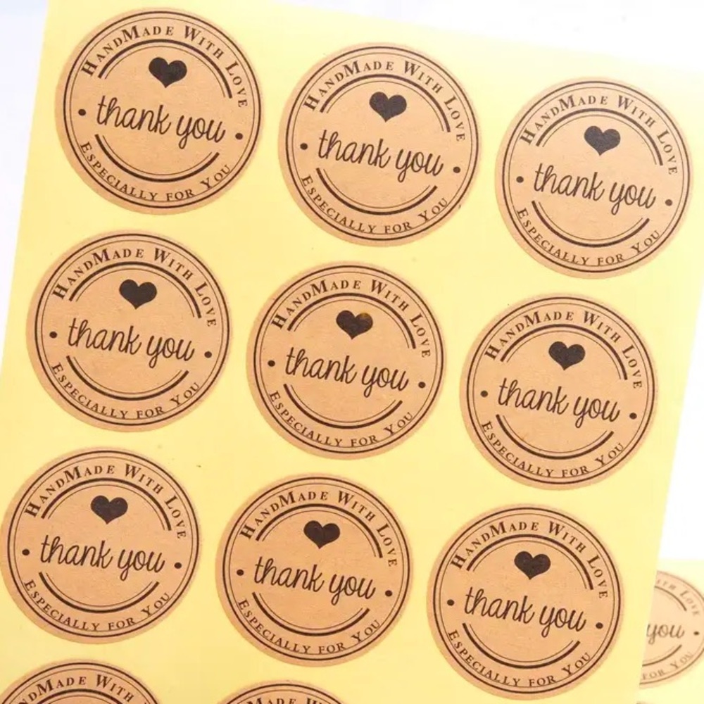 Handmade with love Kraft brown set of 24 stickers